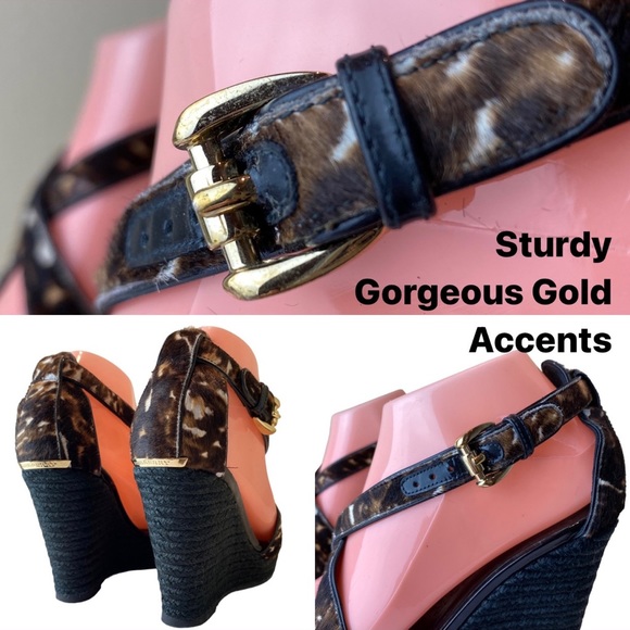Burberry Espadrille Wedge Cow Fur Crisscrossed Sandals - Picture 8 of 16